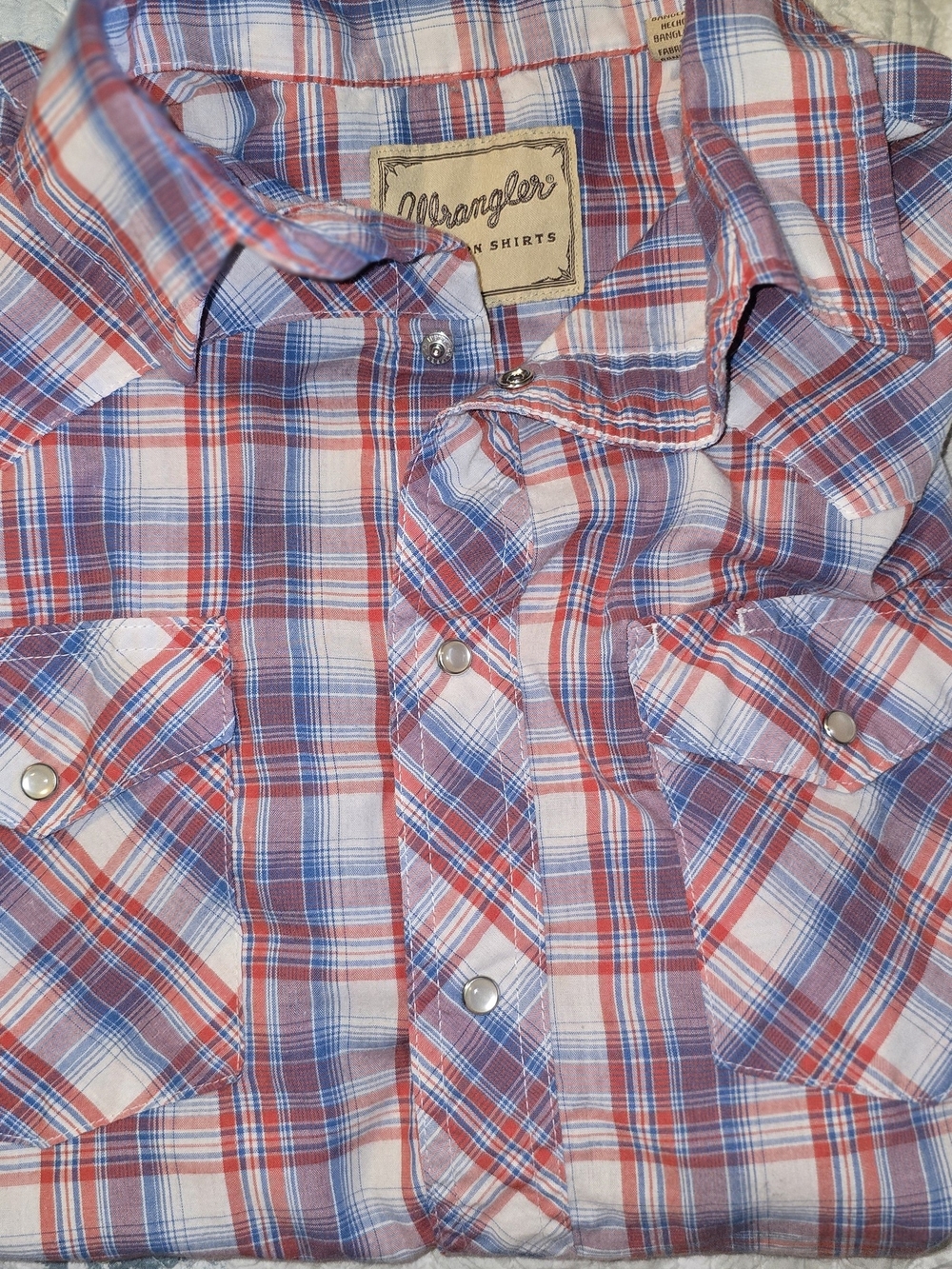 Wrangler Kids Red & Blue Plaid Button-Up Shirt